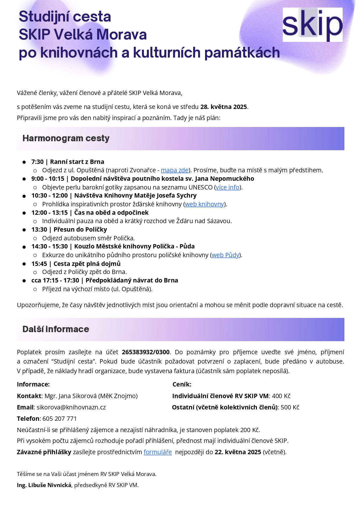 studijní cesta SKIP VM pozvánka 2025