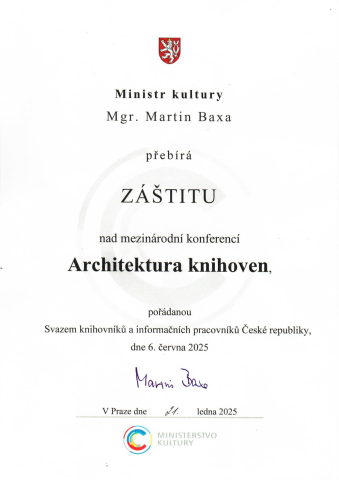 Záštita ministra kultury nad mezinárodní konferencí Architektura knihoven (2025)