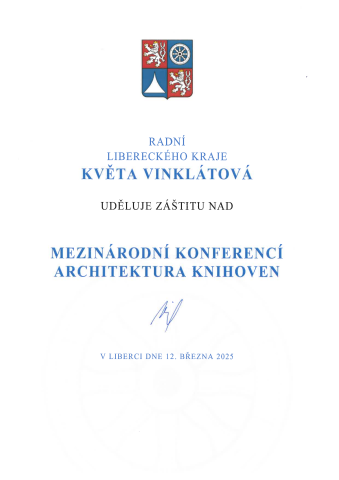 Záštita radní Květy Vinklátové nad konferencí Architektura knihoven